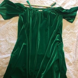 Velvet Emerald Green off the shoulder dress